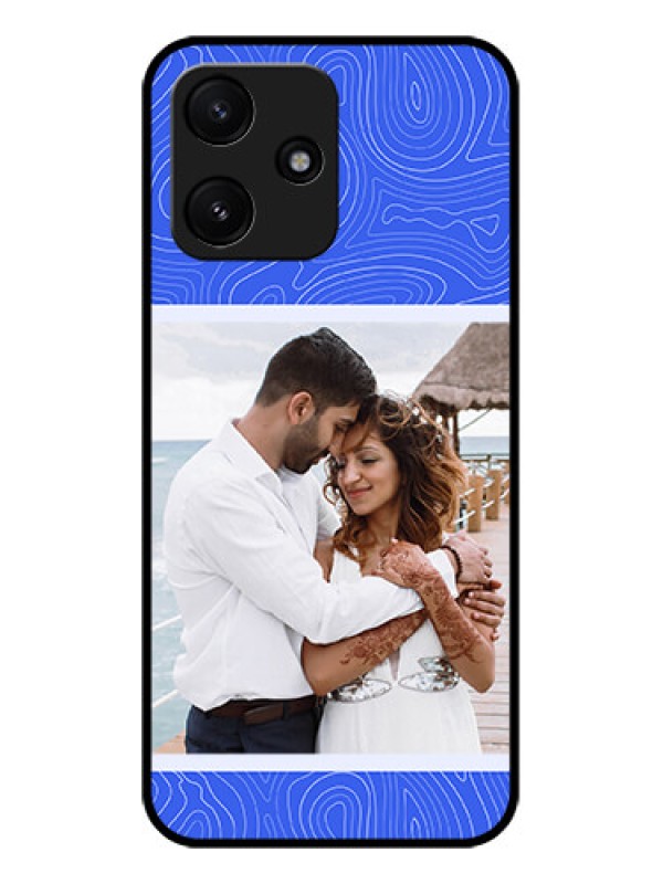 Custom Xiaomi Redmi 12 5G Custom Glass Mobile Case - Curved line art with blue and white Design