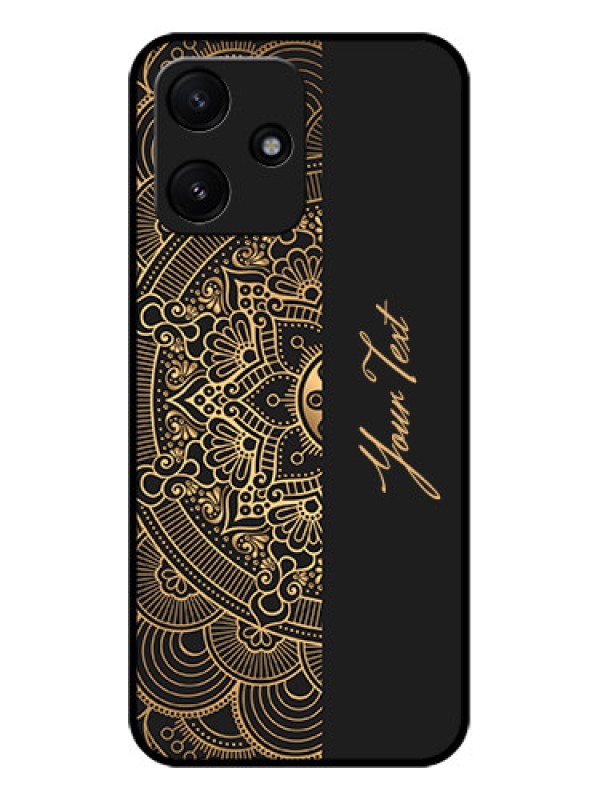 Custom Xiaomi Redmi 12 5G Photo Printing on Glass Case - Mandala art with custom text Design