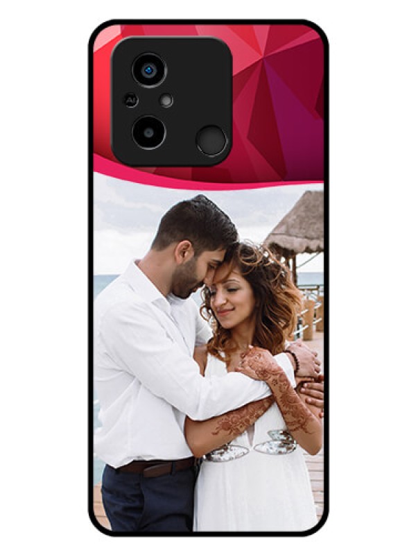 Custom Xiaomi Redmi 12C Custom Glass Mobile Case - Red Abstract Design