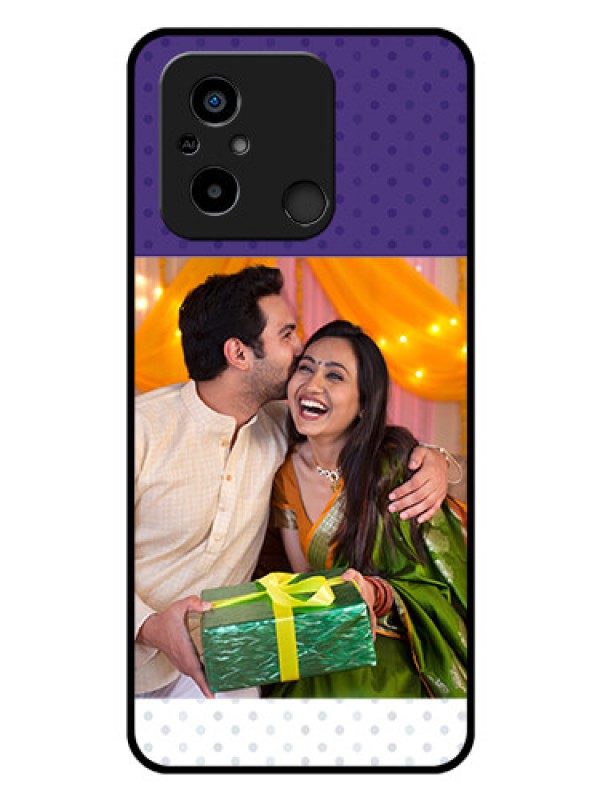 Custom Xiaomi Redmi 12C Personalized Glass Phone Case - Violet Pattern Design