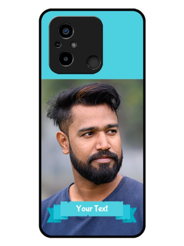 Custom Xiaomi Redmi 12C Personalized Glass Phone Case - Simple Blue Color Design