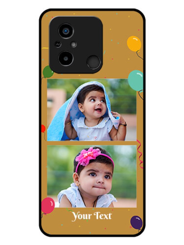 Custom Xiaomi Redmi 12C Personalized Glass Phone Case - Image Holder with Birthday Celebrations Design