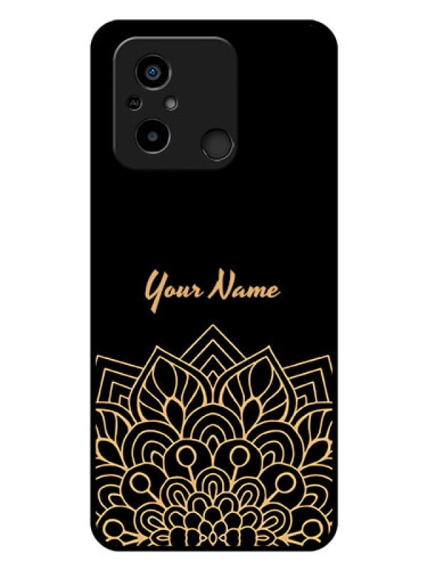 Custom Xiaomi Redmi 12C Custom Glass Phone Case - Golden mandala Design
