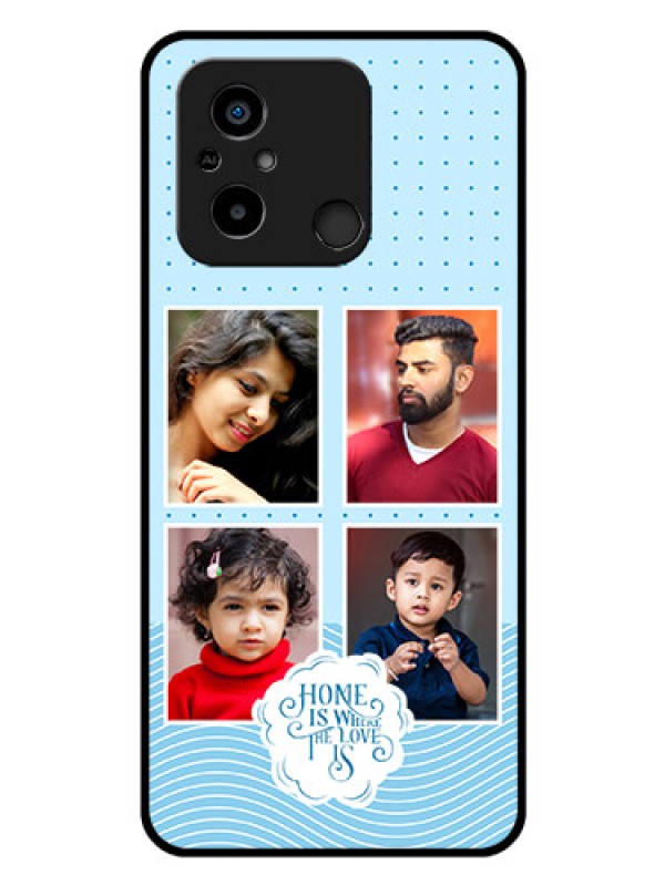 Custom Xiaomi Redmi 12C Custom Glass Phone Case - Cute love quote with 4 pic upload Design