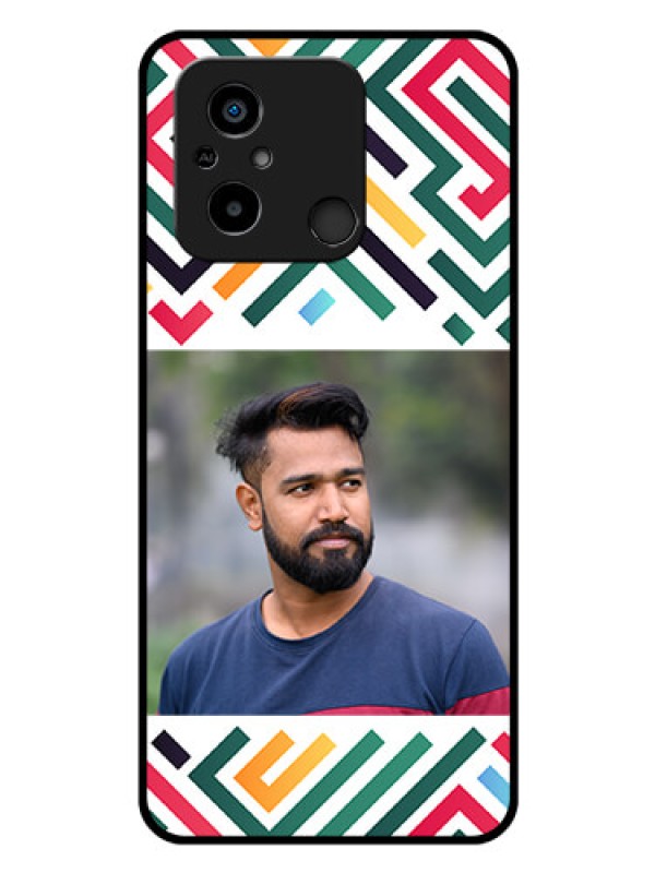 Custom Xiaomi Redmi 12C Personalized Glass Phone Case - Colorful Maze Pattern Design