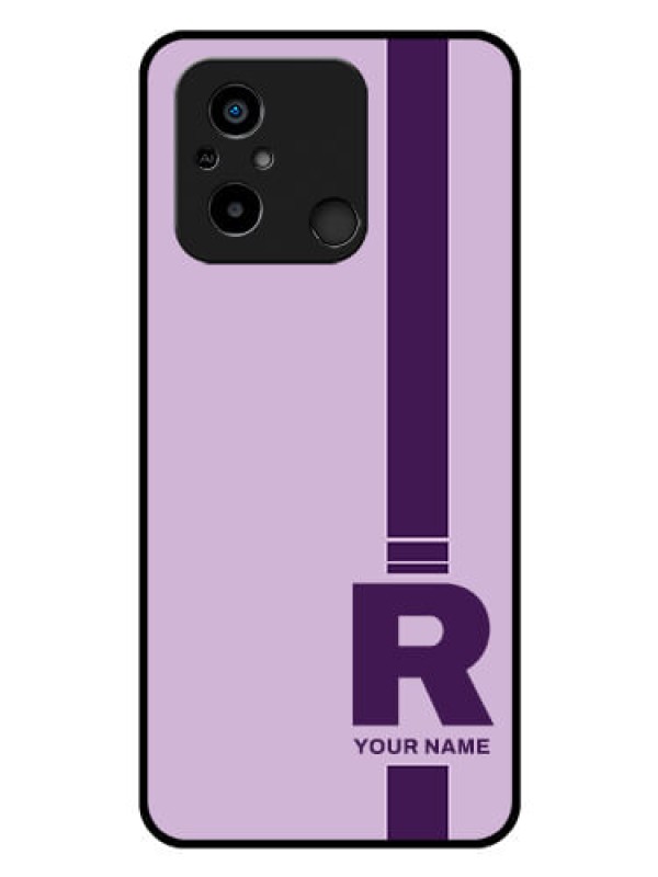 Custom Xiaomi Redmi 12C Photo Printing on Glass Case - Simple dual tone stripe with name Design