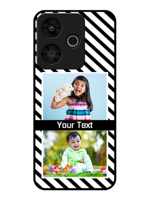Custom Redmi 13 5G Custom Glass Phone CaseBlack And White Stripes Design