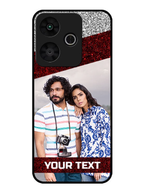 Custom Redmi 13 5G Custom Glass Phone CaseImage Holder With Glitter Strip Design