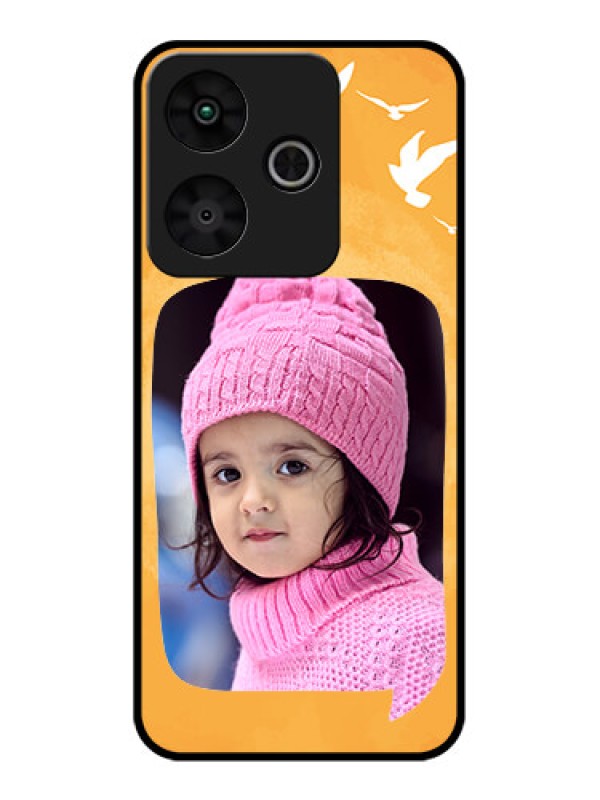 Custom Redmi 13 5G Custom Glass Phone CaseWater Color Design With Bird Icons