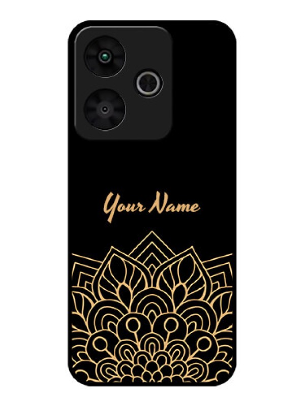 Custom Redmi 13 5G Custom Glass Phone CaseGolden Mandala Design