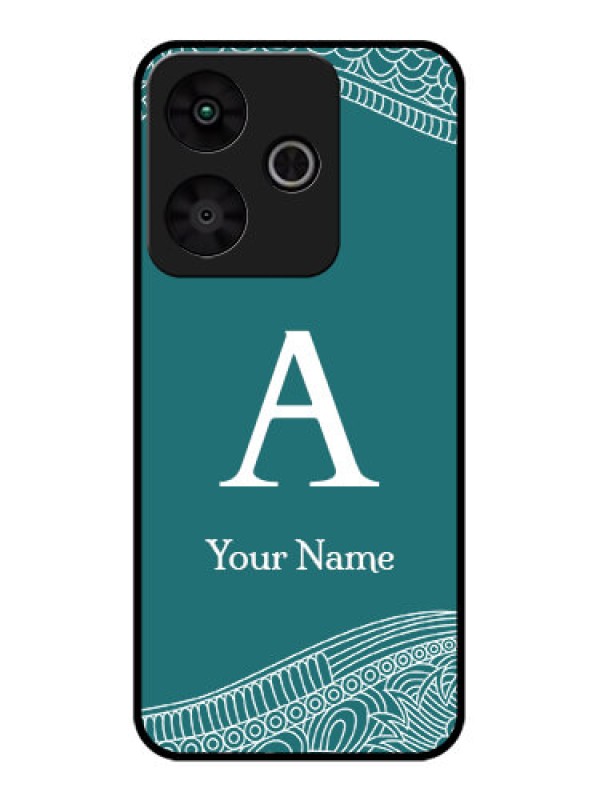 Custom Redmi 13 5G Custom Glass Phone CaseLine Art Pattern With Custom Name Design