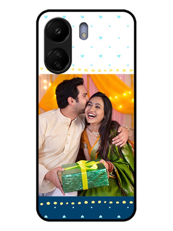 Custom Xiaomi Redmi 13C 4G Custom Glass Phone Case - White And Blue Abstract Design