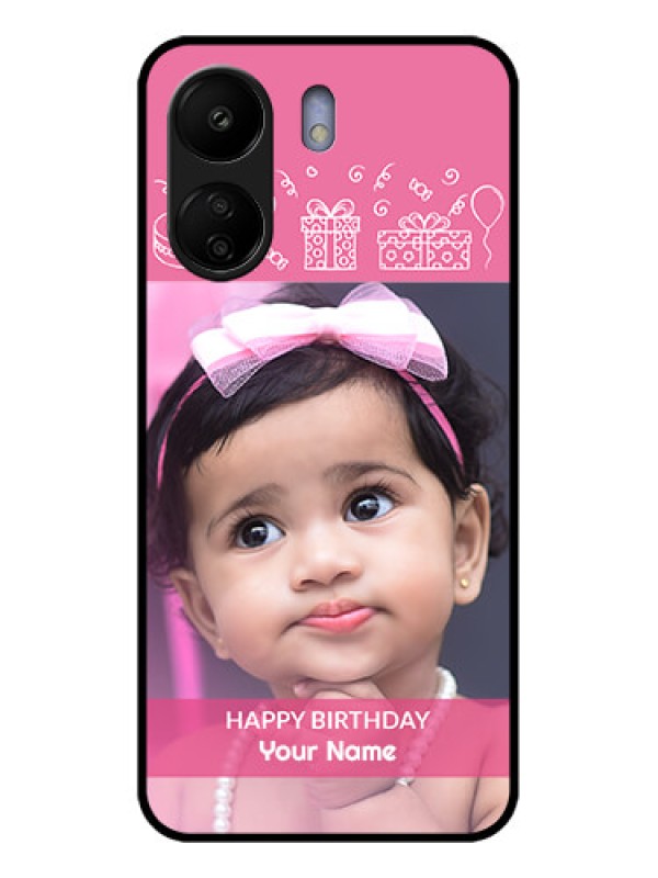Custom Xiaomi Redmi 13C 4G Custom Glass Phone Case - With Birthday Line Art Design