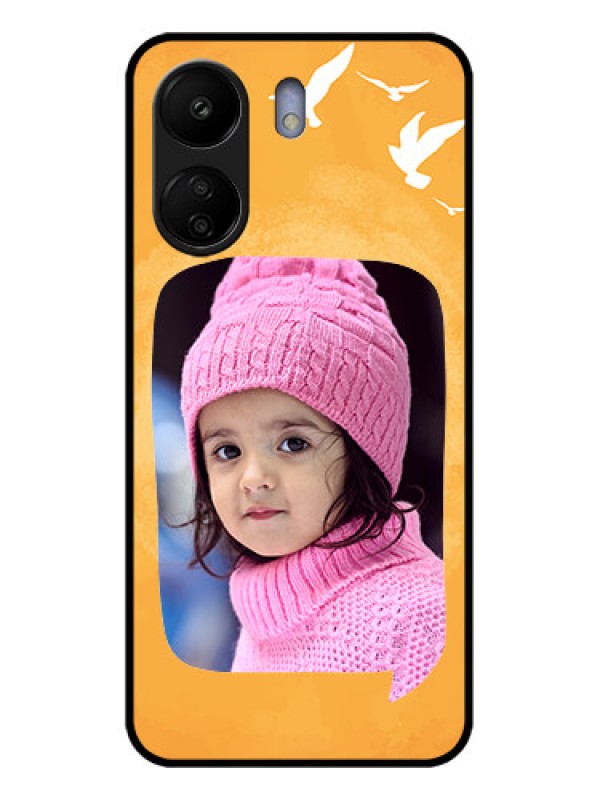 Custom Xiaomi Redmi 13C 4G Custom Glass Phone Case - Water Color Design With Bird Icons