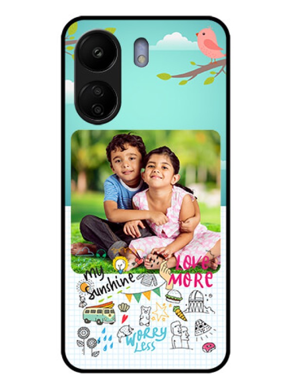 Custom Xiaomi Redmi 13C 4G Custom Glass Phone Case - Doodle Love Design