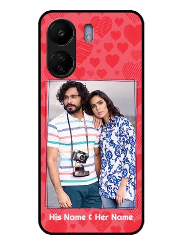 Custom Xiaomi Redmi 13C 4G Custom Glass Phone Case - With Red Heart Symbols Design