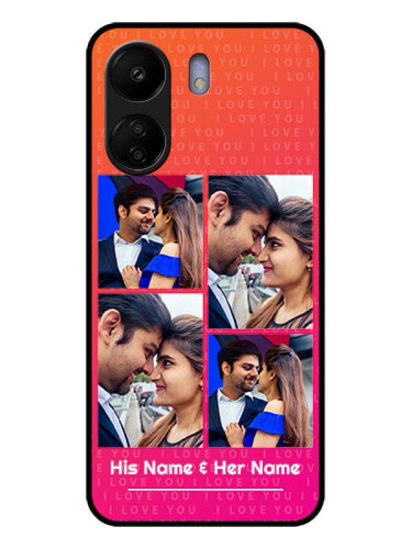 Custom Xiaomi Redmi 13C 4G Custom Glass Phone Case - I Love You Pink Design