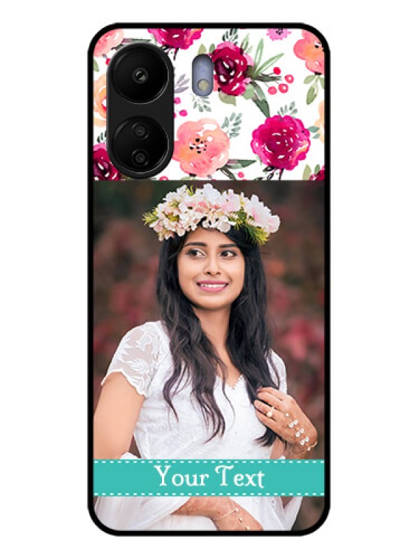 Custom Xiaomi Redmi 13C 4G Custom Glass Phone Case - Water Colors Floral Design