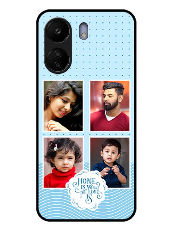 Custom Xiaomi Redmi 13C 4G Custom Glass Phone Case - Cute Love Quote With 4 Pic Upload Design
