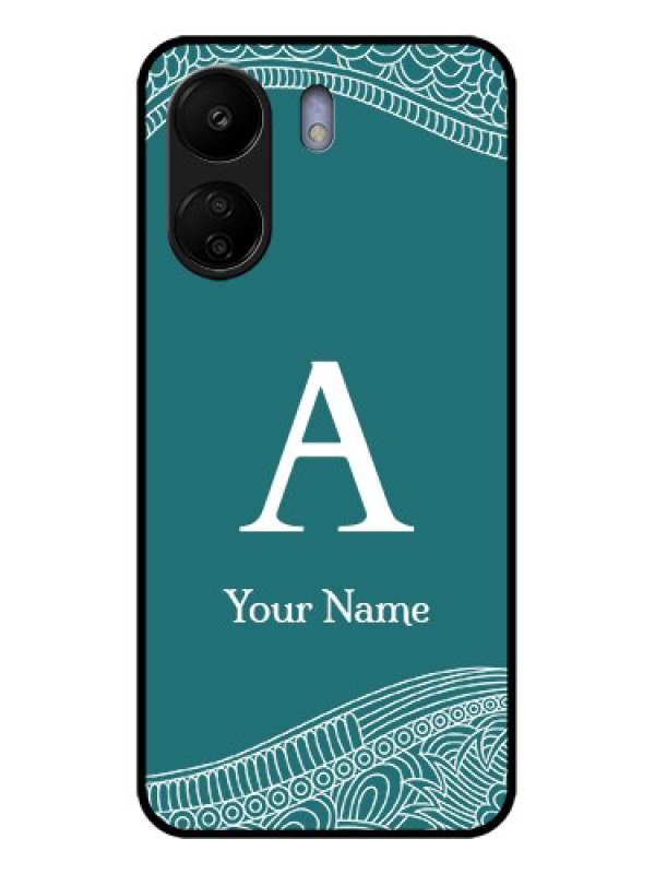 Custom Xiaomi Redmi 13C 4G Custom Glass Phone Case - Line Art Pattern With Custom Name Design