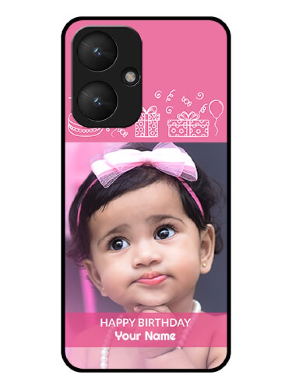 Custom Xiaomi Redmi 13C 5G Custom Glass Phone Case - With Birthday Line Art Design