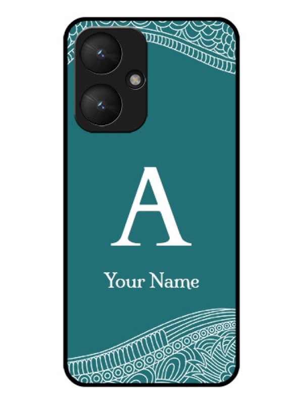 Custom Xiaomi Redmi 13C 5G Custom Glass Phone Case - Line Art Pattern With Custom Name Design