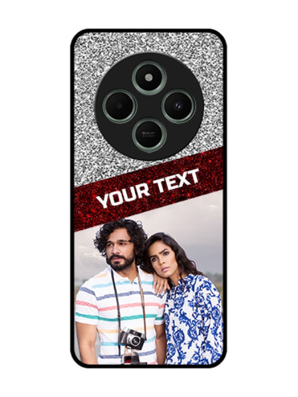 Custom Redmi 14c 5G Custom Glass Phone Case - Image Holder With Glitter Strip Design