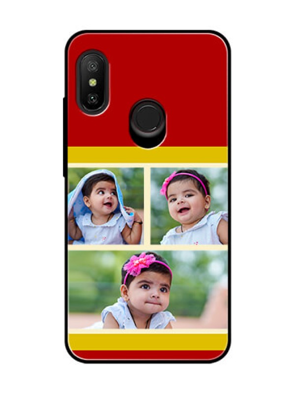 Custom Redmi 6 Pro Custom Glass Mobile Case  - Multiple Pic Upload Design
