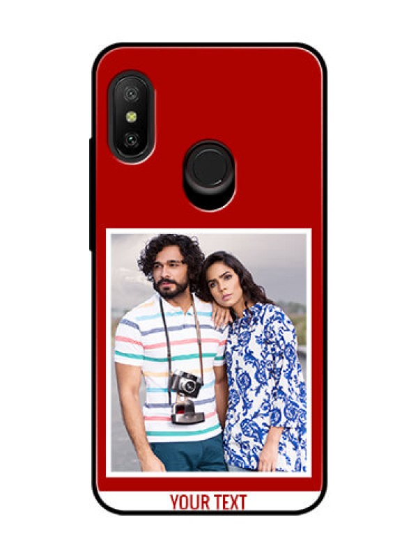 Custom Redmi 6 Pro Personalized Glass Phone Case  - Simple Red Color Design