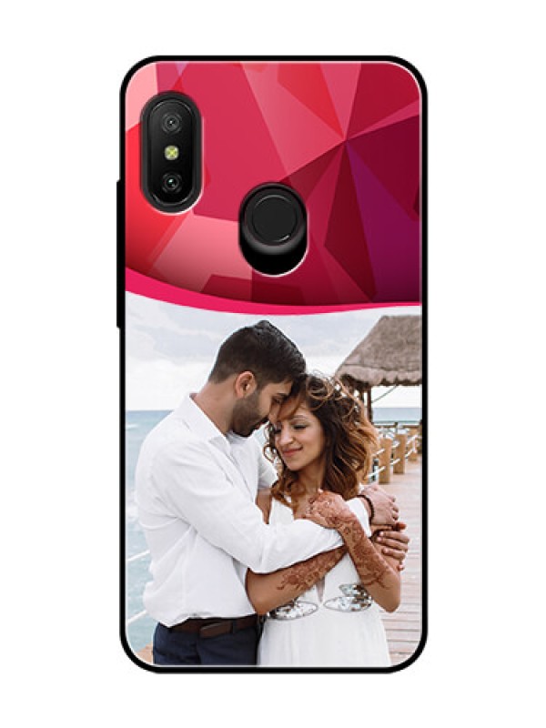Custom Redmi 6 Pro Custom Glass Mobile Case  - Red Abstract Design