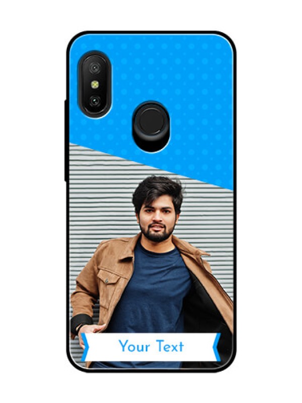 Custom Redmi 6 Pro Photo Printing on Glass Case  - Simple Blue Color Design