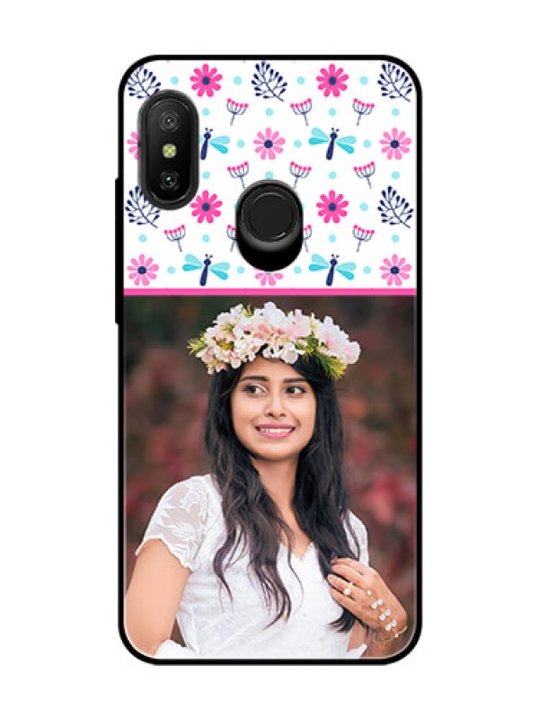 Custom Redmi 6 Pro Photo Printing on Glass Case  - Colorful Flower Design