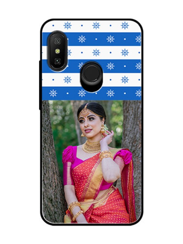 Custom Redmi 6 Pro Photo Printing on Glass Case  - Snow Pattern Design
