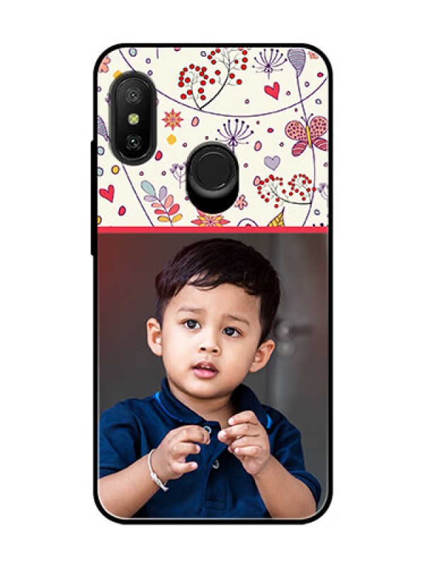 Custom Redmi 6 Pro Custom Glass Mobile Case  - Premium Floral Design