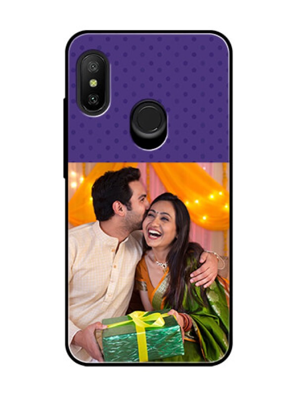 Custom Redmi 6 Pro Personalized Glass Phone Case  - Violet Pattern Design