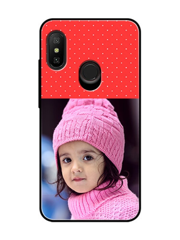 Custom Redmi 6 Pro Photo Printing on Glass Case  - Red Pattern Design