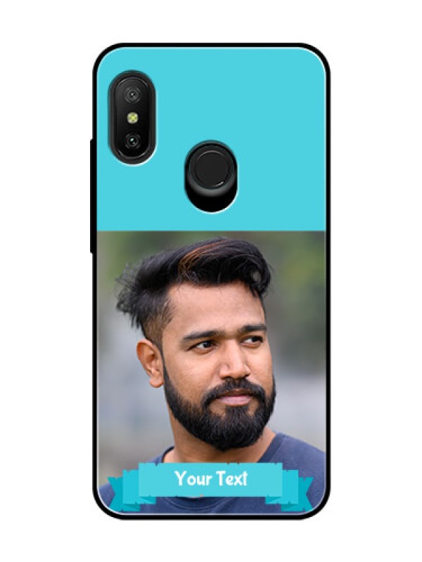 Custom Redmi 6 Pro Personalized Glass Phone Case  - Simple Blue Color Design