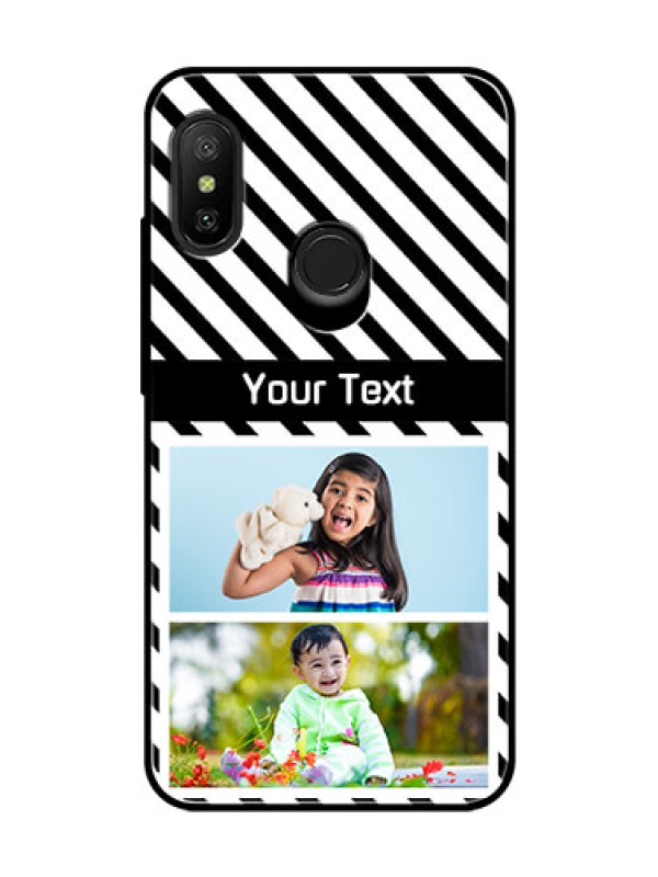 Custom Redmi 6 Pro Photo Printing on Glass Case  - Black And White Stripes Design