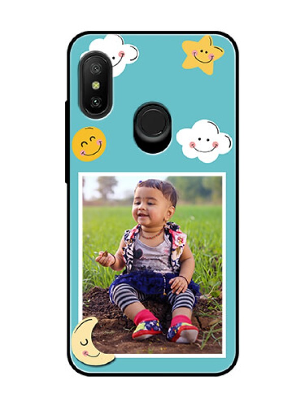 Custom Redmi 6 Pro Personalized Glass Phone Case  - Smiley Kids Stars Design