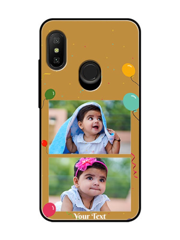 Custom Redmi 6 Pro Personalized Glass Phone Case  - Image Holder with Birthday Celebrations Design