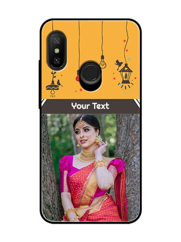 Custom Redmi 6 Pro Custom Glass Mobile Case  - with Family Picture and Icons 