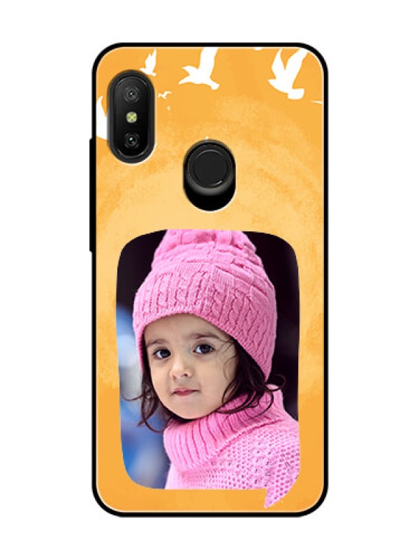 Custom Redmi 6 Pro Personalized Glass Phone Case  - Water Color Design with Bird Icons
