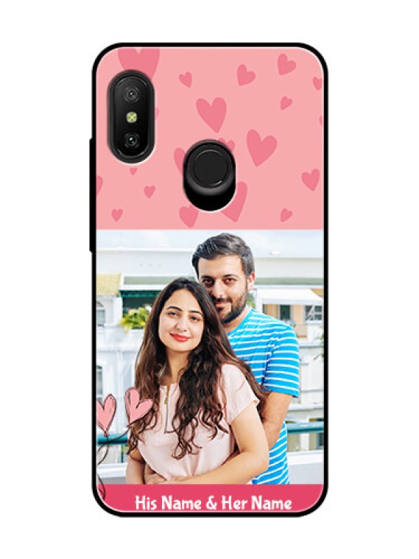 Custom Redmi 6 Pro Personalized Glass Phone Case  - Love Design Peach Color