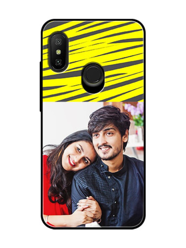 Custom Redmi 6 Pro Photo Printing on Glass Case  - Yellow Abstract Design