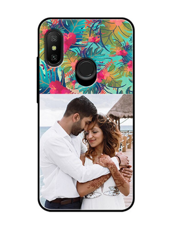 Custom Redmi 6 Pro Photo Printing on Glass Case  - Watercolor Floral Design