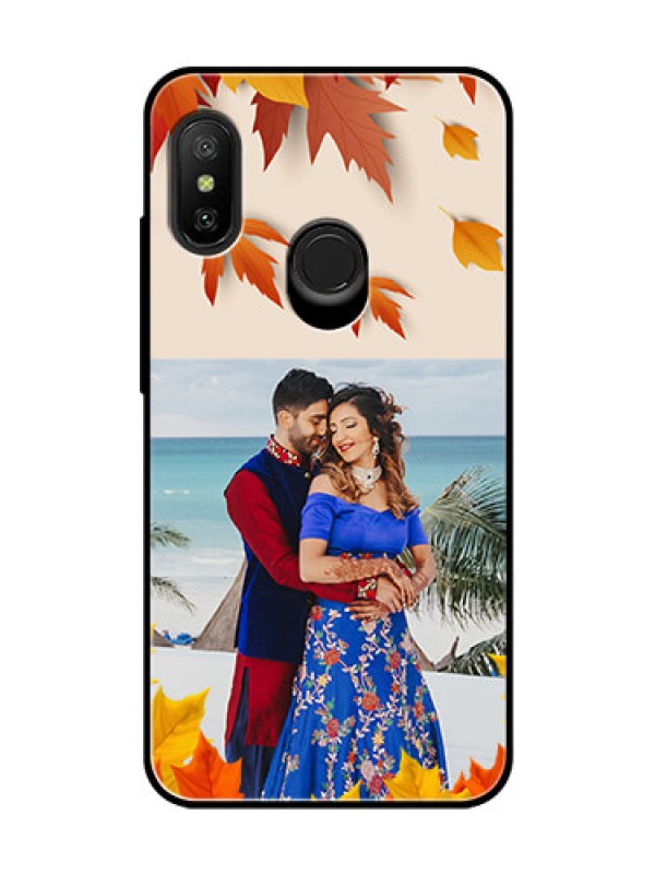 Custom Redmi 6 Pro Photo Printing on Glass Case  - Autumn Maple Leaves Design