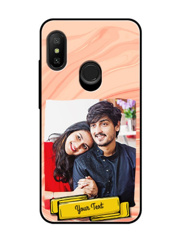 Custom Redmi 6 Pro Personalized Glass Phone Case  - Marble Texture Design