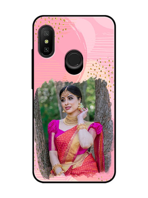 Custom Redmi 6 Pro Personalized Glass Phone Case  - Gold Glitter Splash Design