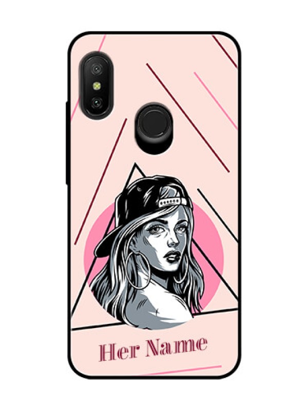 Custom Xiaomi Redmi 6 Pro Personalized Glass Phone Case - Rockstar Girl Design