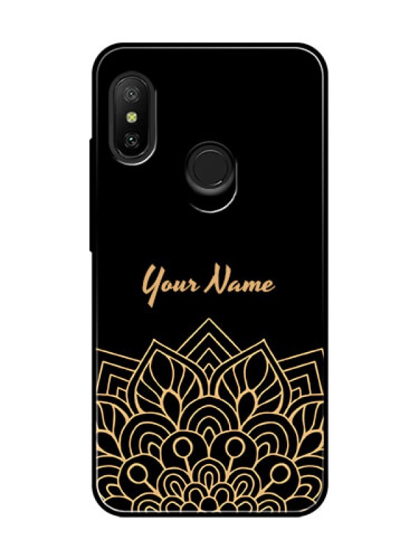 Custom Xiaomi Redmi 6 Pro Custom Glass Phone Case - Golden mandala Design
